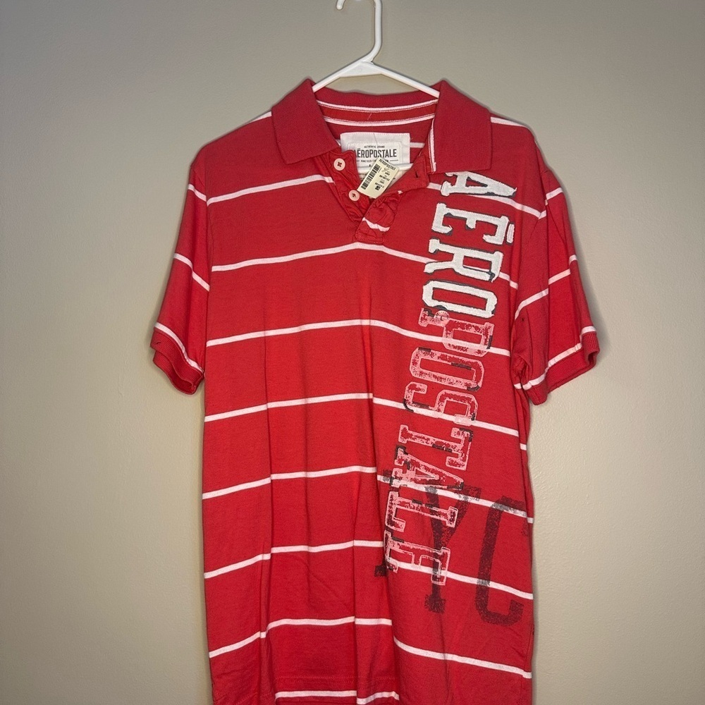 Aeropostale Red Striped Polo Shirt